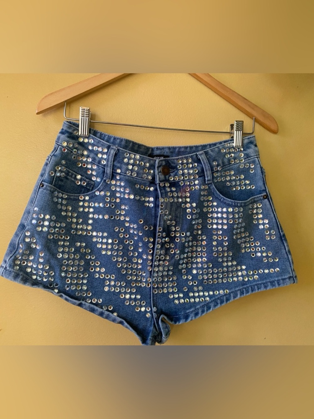 Rhinestone High-Rise Nasty Gal Denim Jean Shorts Sz 6
